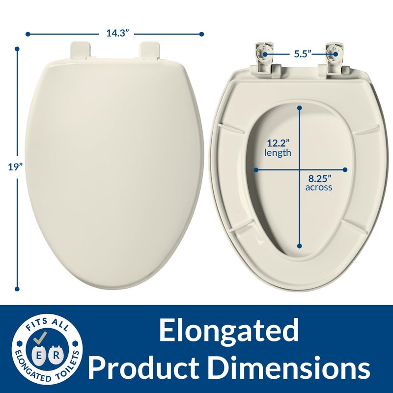 Bemis 7300SLEC Slow Close Toilet Seat, Easy Clean Hinges and Durable Plastic Seat, Made in USA, Elongated, Biscuit - Image 5